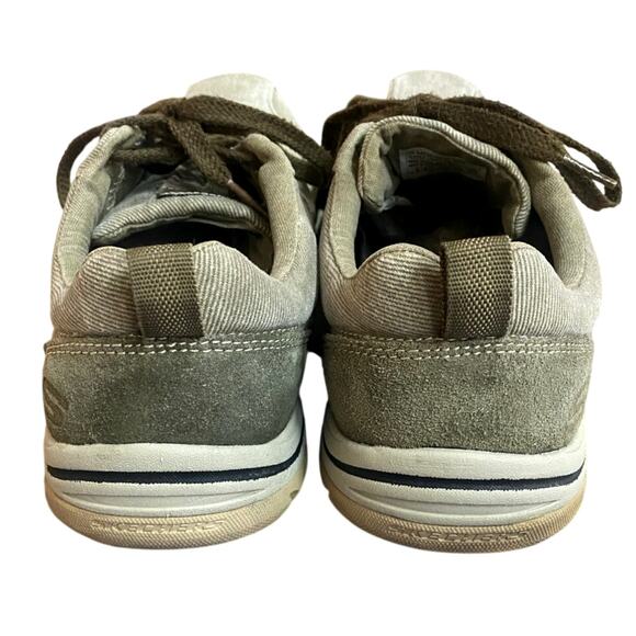 Skechers Men's Relaxed Fit Canvas Sneakers 9.5 Green Khaki Memory Foam Casual - Picture 6 of 9